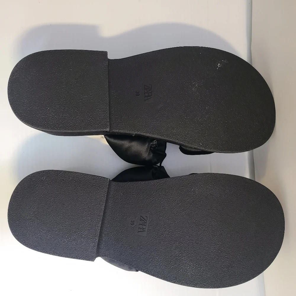 ZARA PADDED STRAP FLATFORM SANDALS BLACK SIZE 8 | 1344/110 - Picture 10 of 14